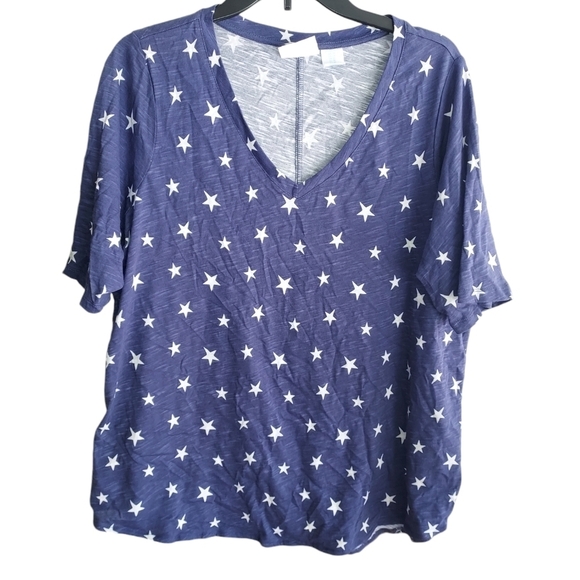 Cynthia Rowley blue and white stars top - Picture 1 of 2
